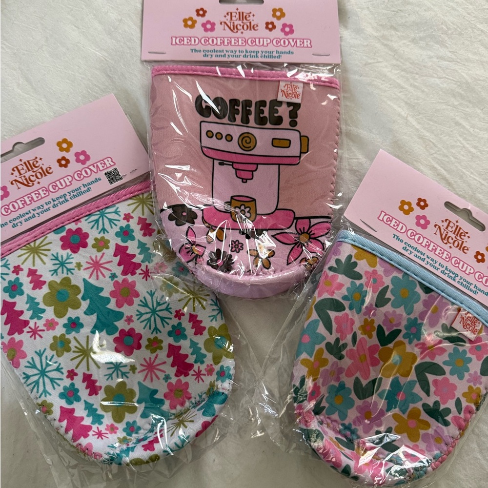 Pink and Floral  Coffee Cup Covers